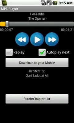 MP3 Quran android App screenshot 0